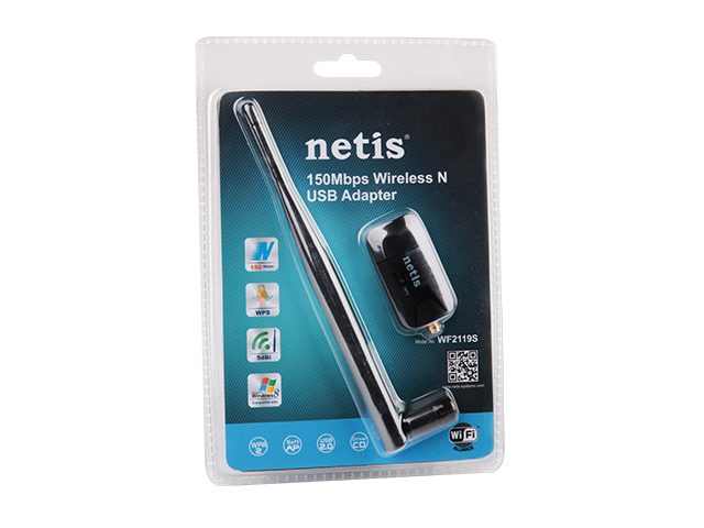 BEZPRZEWODOWA KARTA SIECIOWA USB NETIS WF2119S N150 1 ZEWNĘTRZNA ANTENA