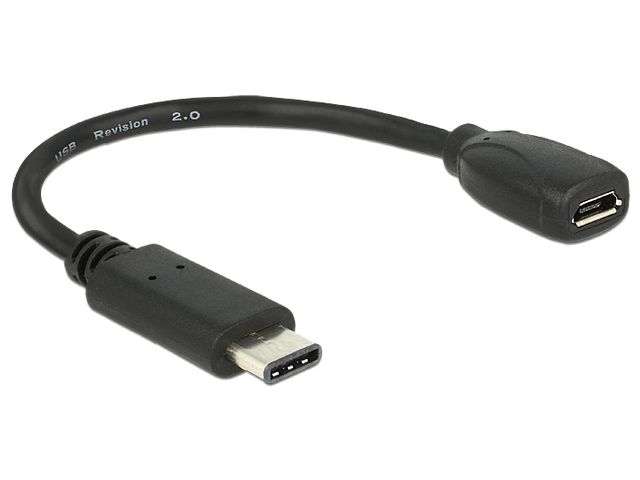 ADAPTER USB-C(M) 2.0->USB MICRO(F) NA KABLU 15CM CZARNY DELOCK