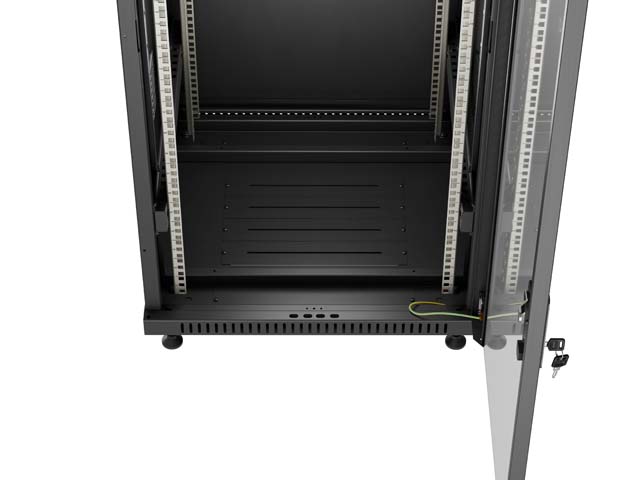 SZAFA INSTALACYJNA RACK STOJĄCA 19" 27U 600X600 CZARNA DRZWI PRZESZKLONE LANBERG (FLAT PACK)