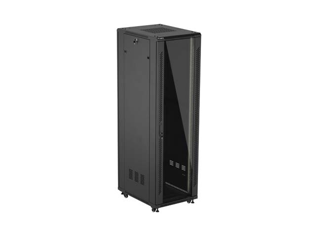 SZAFA INSTALACYJNA RACK STOJĄCA 19" 42U 600X800 CZARNA DRZWI PRZESZKLONE LANBERG (FLAT PACK)