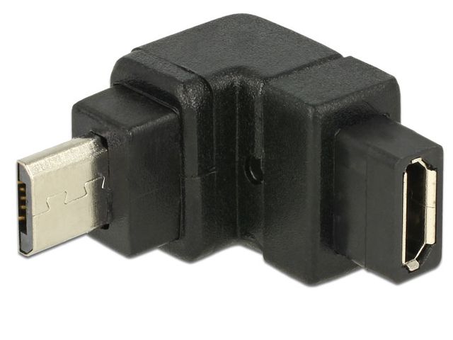 ADAPTER USB MICRO(M) 2.0->USB MICRO(F) KĄTOWY GÓRA CZARNY DELOCK