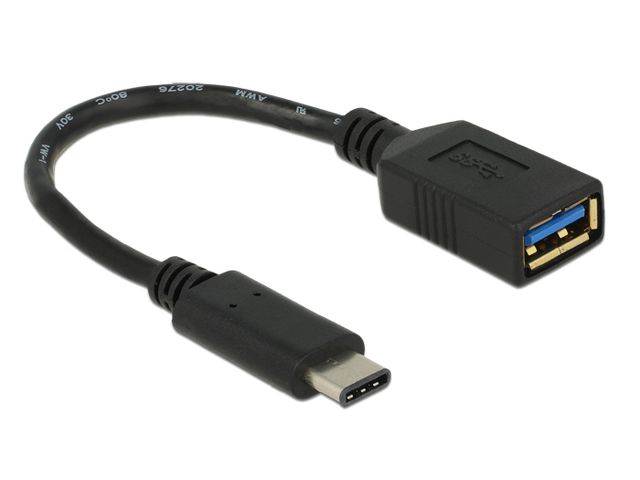ADAPTER USB-C(M) 3.1 GEN 1->USB-A(F) NA KABLU 15CM CZARNY DELOCK