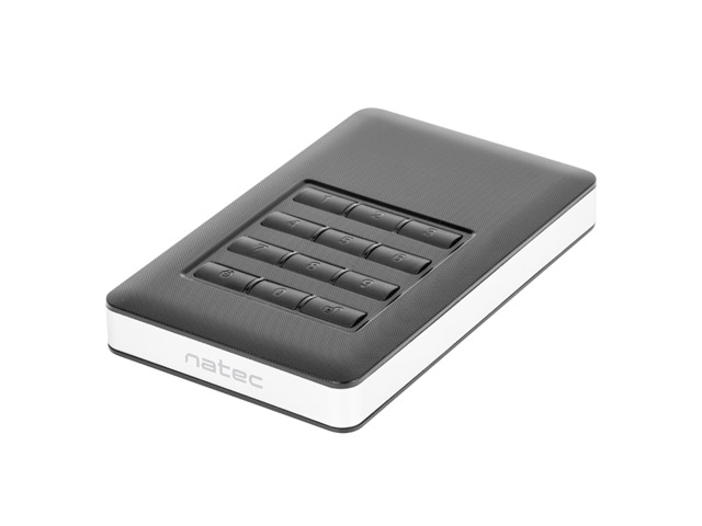 OBUDOWA HDD/SSD ZEWNĘTRZNA NATEC RHINO CODE SATA 2.5'' USB 3.0 CZARNO-SREBRNA SZYFROWANA