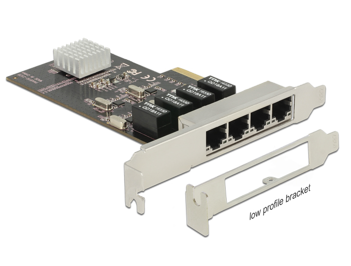 KARTA SIECIOWA DELOCK PCI EXPRESS X4 4X RJ45 1GB ŚLEDŹ LOW PROFILE