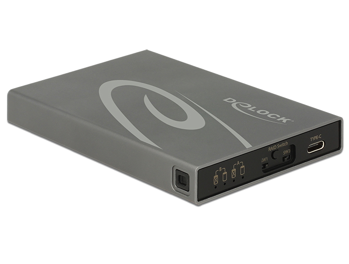 OBUDOWA SSD ZEWNĘTRZNA DELOCK 2XM.2 USB-C 3.1 SZARA