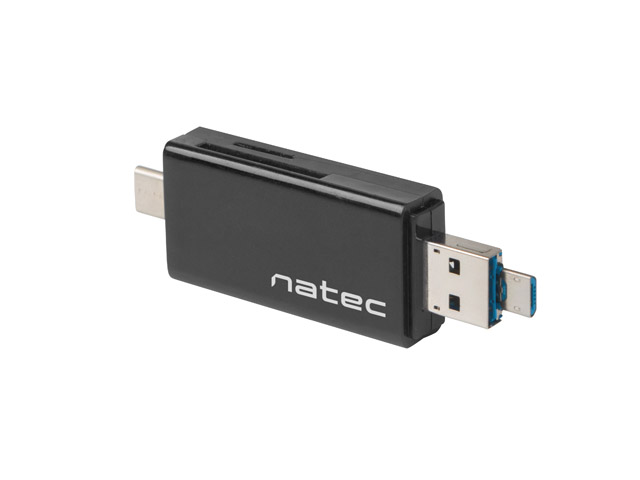 CZYTNIK KART NATEC EARWIG SD/MICRO SD USB 2.0, MICRO USB, USB-C CZARNY