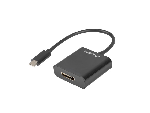 ADAPTER USB-C(M) 3.1->HDMI(F)(DISPLAYPORT ALT MODE) NA KABLU 15CM CZARNY LANBERG