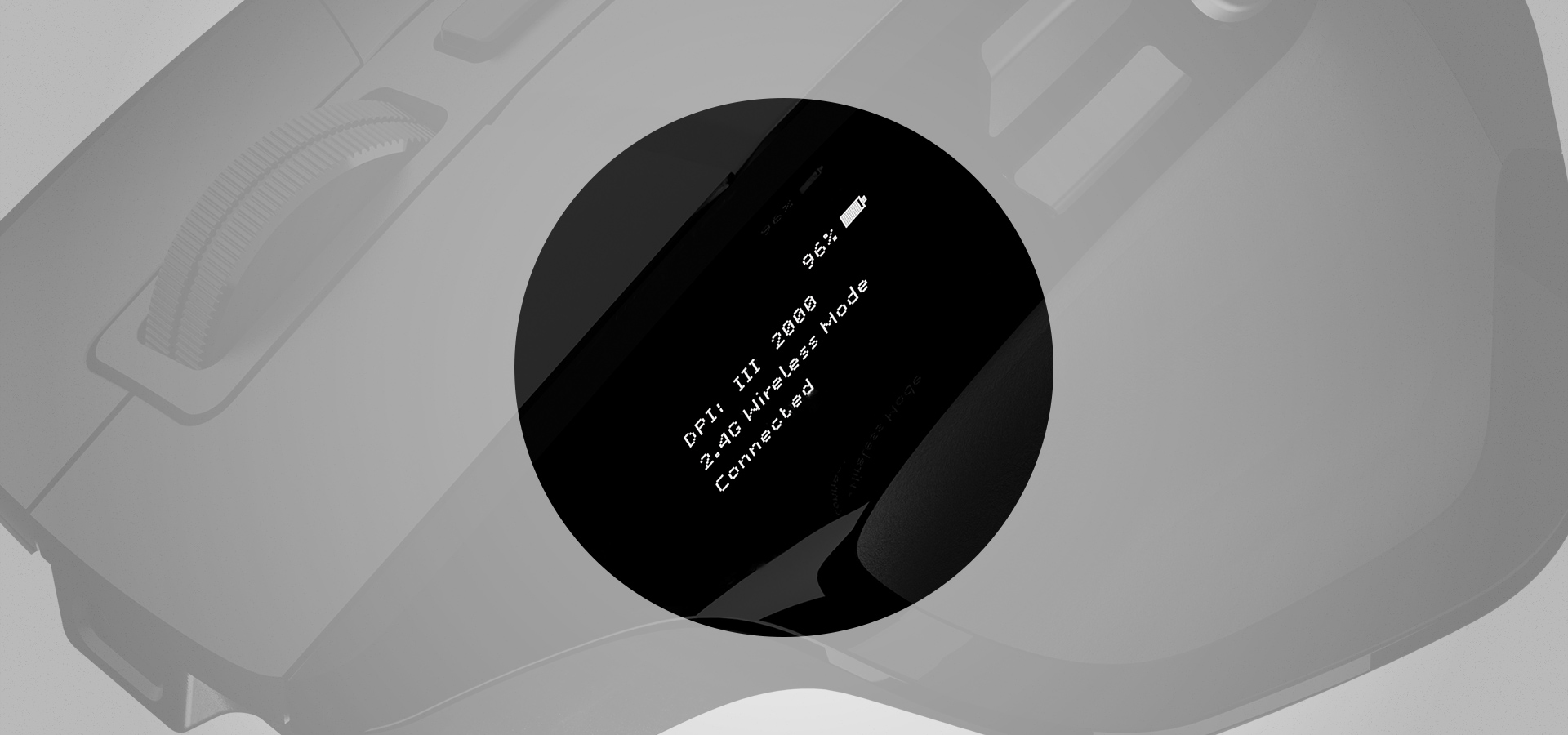 Close-up view of a device showing a circular display with information on a black screen.