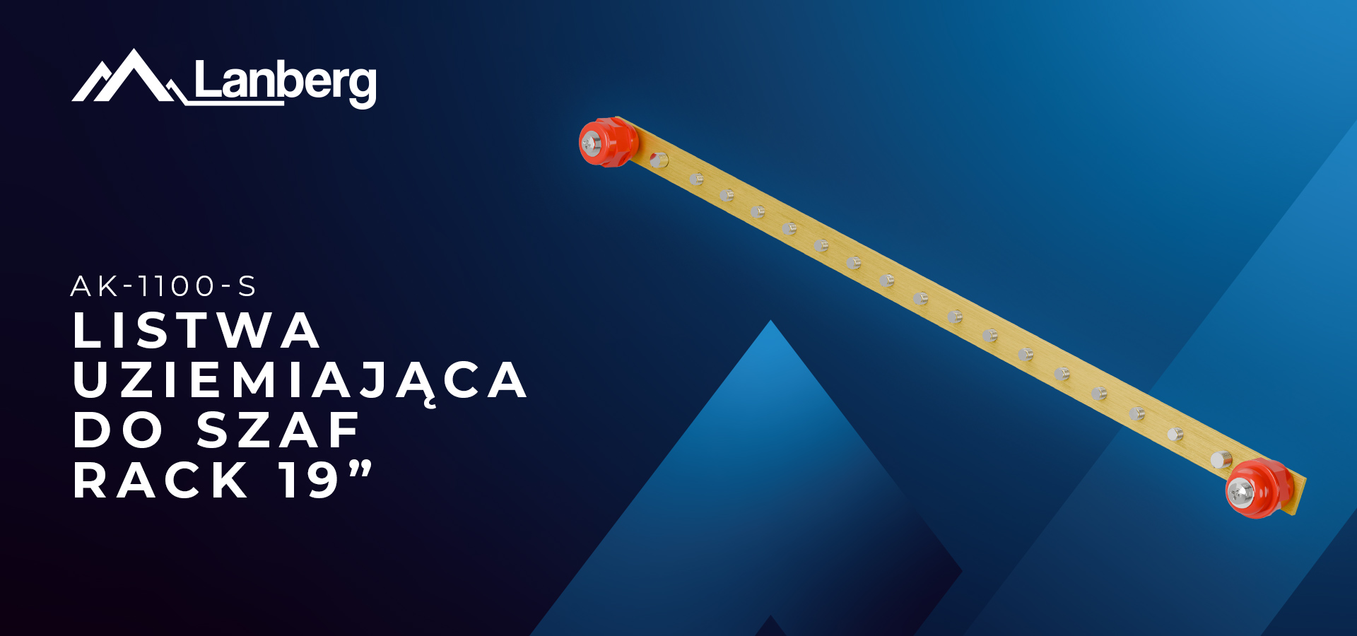 Listwa uziemiająca do instalacji w szafach z czerwonymi końcówkami do bezpiecznych połączeń.