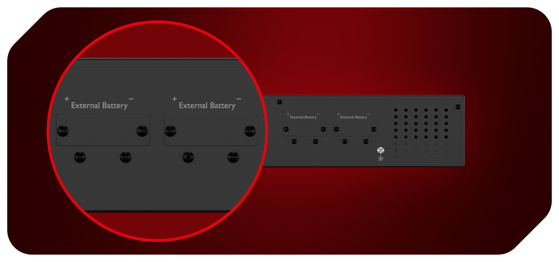 Stojak na akumulatory przeznaczony do zasilania awaryjnego online z sześcioma gniazdami na akumulatory zewnętrzne