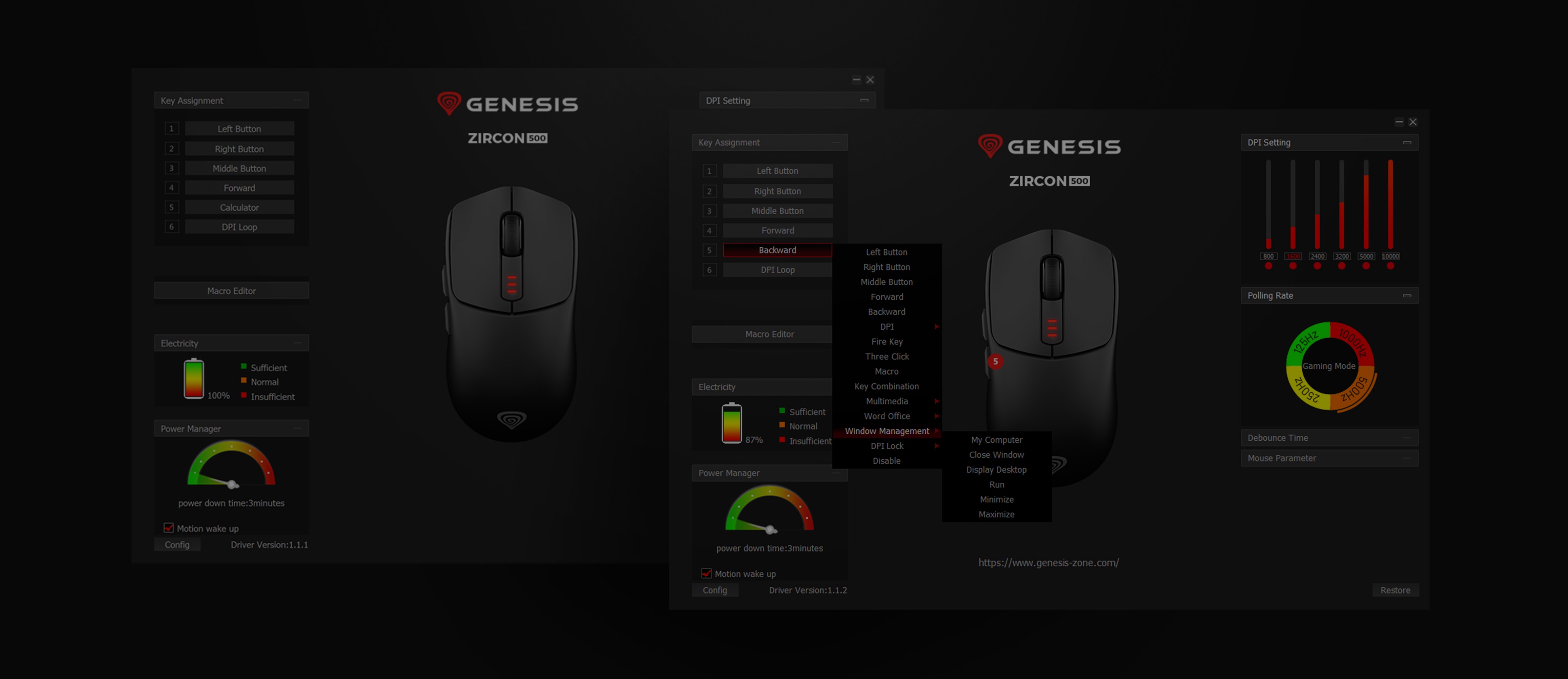 Genesis Zircon 500 G2 | Pelė žaidimams | Wireless/su laidu | 2.4 GHz, Bluetooth, USB | Baltas aprašymas - Prekės nuotrauka