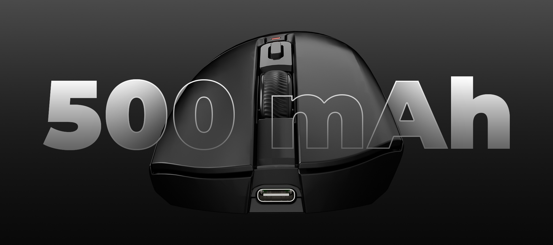 Mysz z kablem połączeniowym i kółkiem przewijania na ciemnym tle.