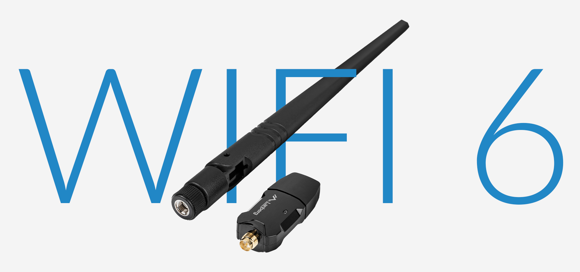 Bezprzewodowa karta sieciowa z połączeniem USB i zewnętrzną anteną dla lepszego sygnału.