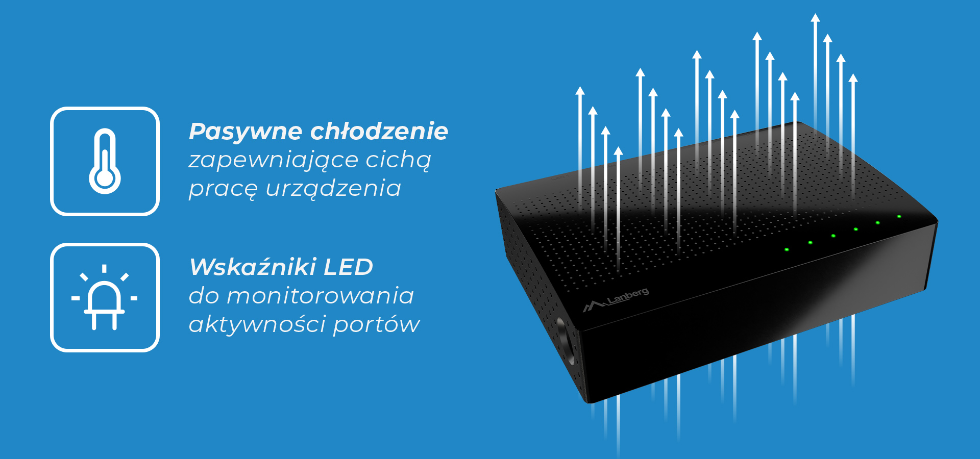 Urządzenie o nowoczesnym wyglądzie z wskaźnikami do monitorowania różnych połączeń.
