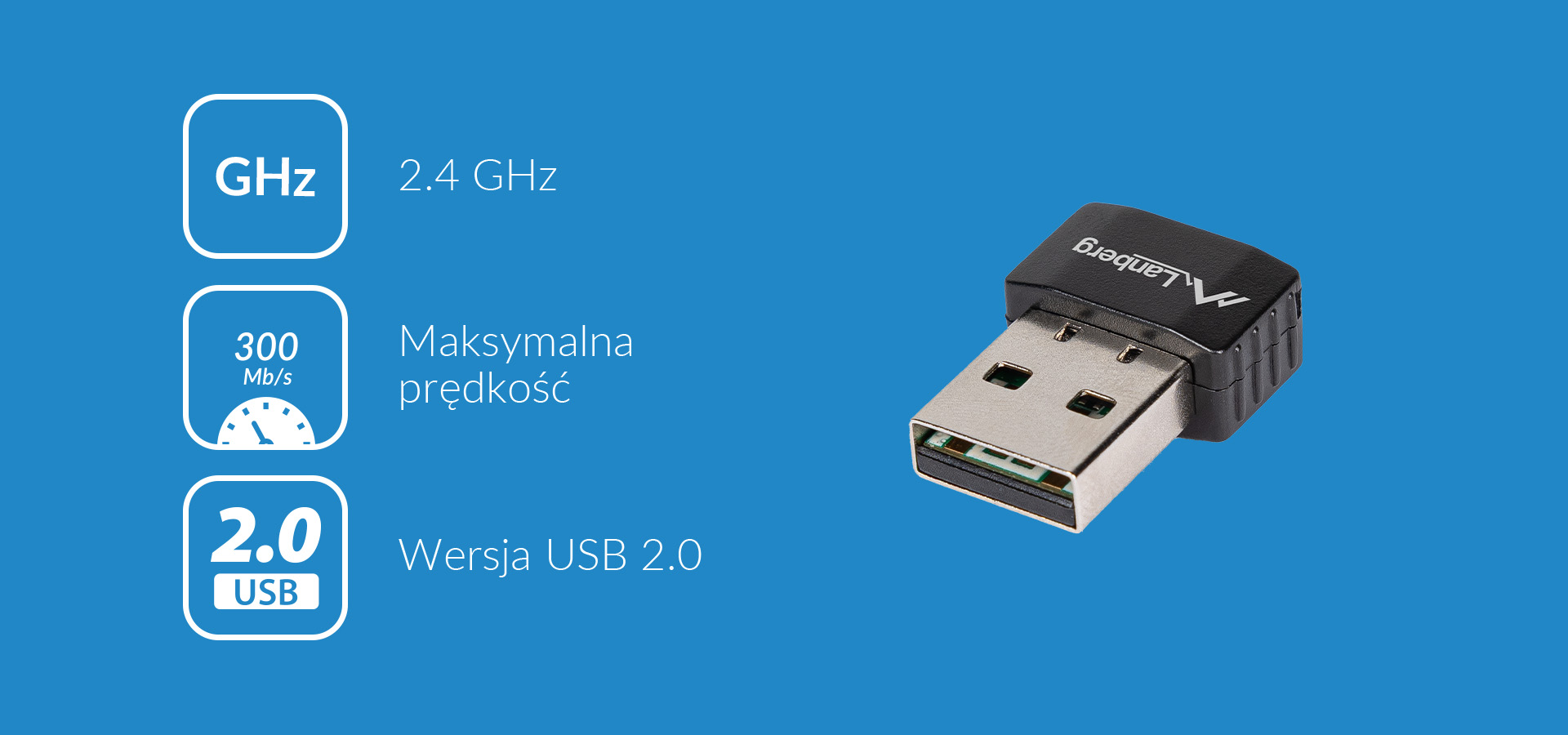 Bezprzewodowa karta sieciowa o niewielkiej konstrukcji i złączu USB do łączności Wi-Fi