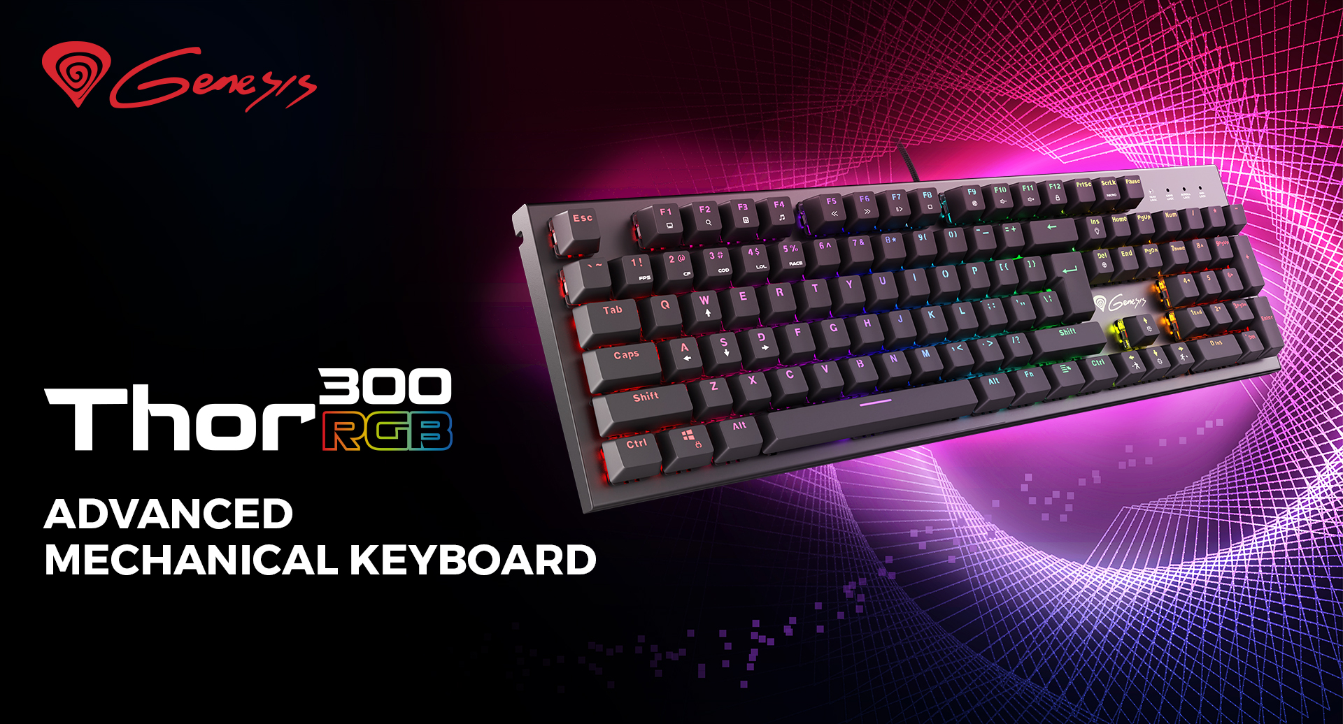 gaming keyboard genesis thor 300 rgb french layout rgb backlight mechanical red switch software 1