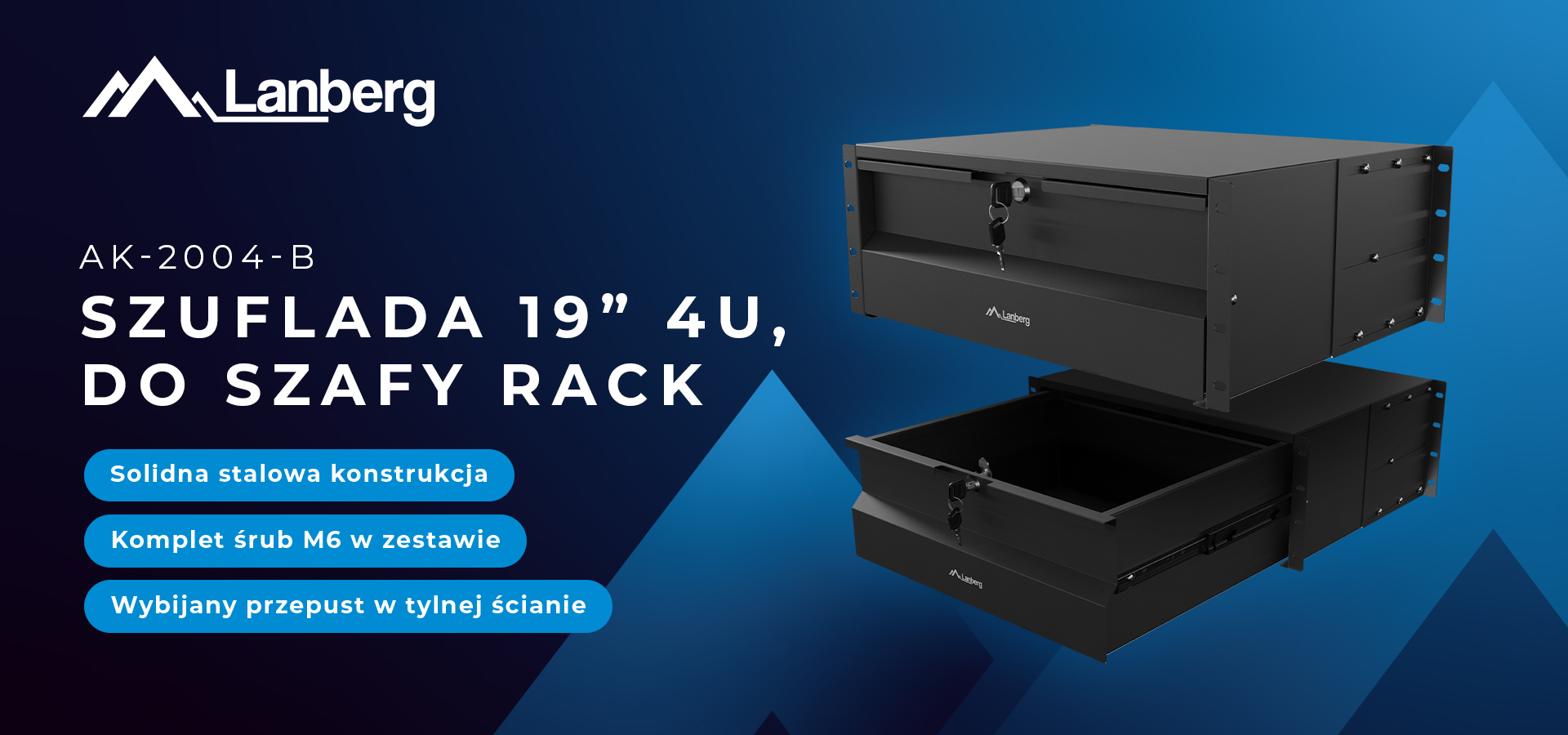 Szafka przeznaczona do systemu rack z solidną czarną metalową konstrukcją i gładkim wykończeniem.