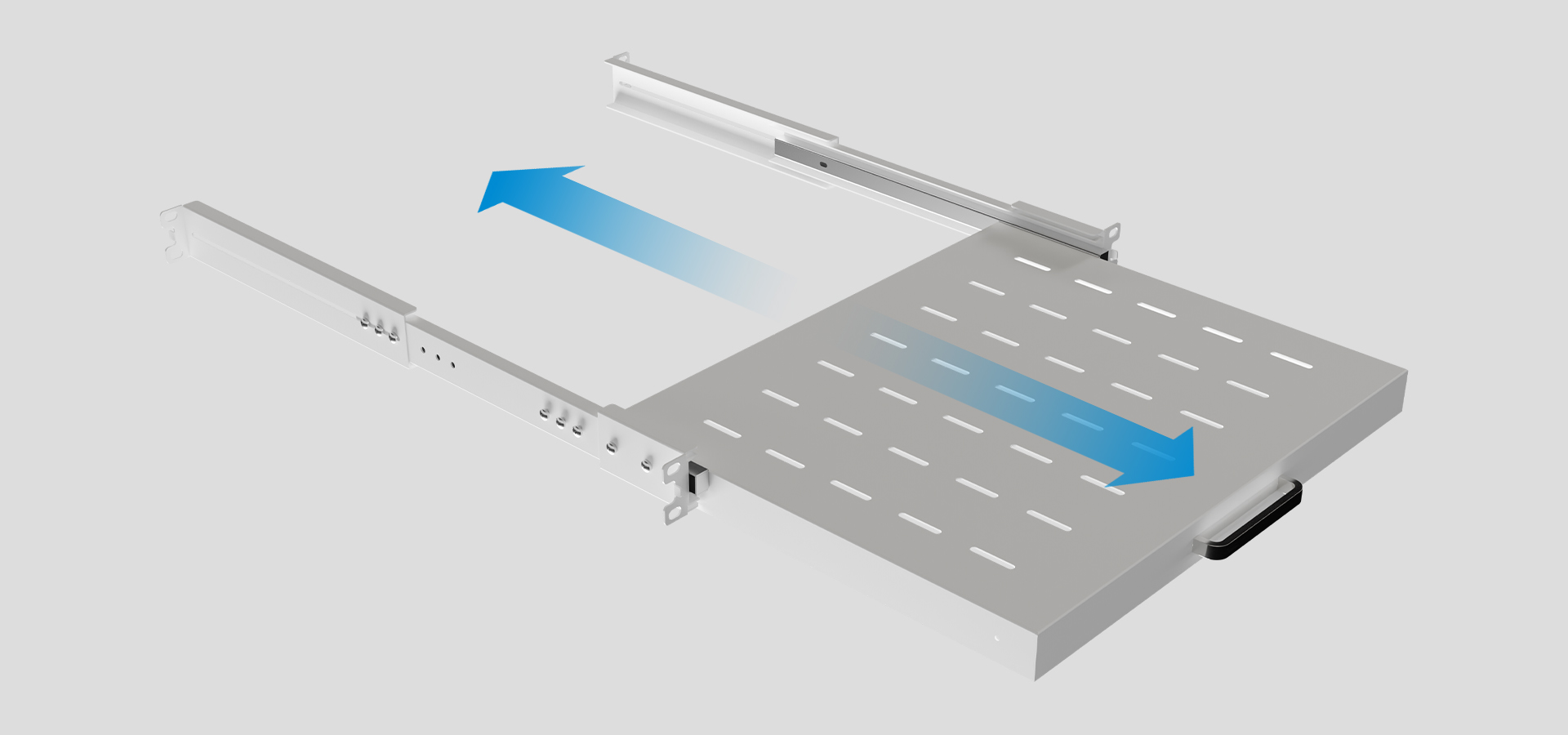 Półka przesuwna do szafy Rack 19", rozmiar 1U, 445x350 mm, nośność 35 kg, montaż czteropunktowy