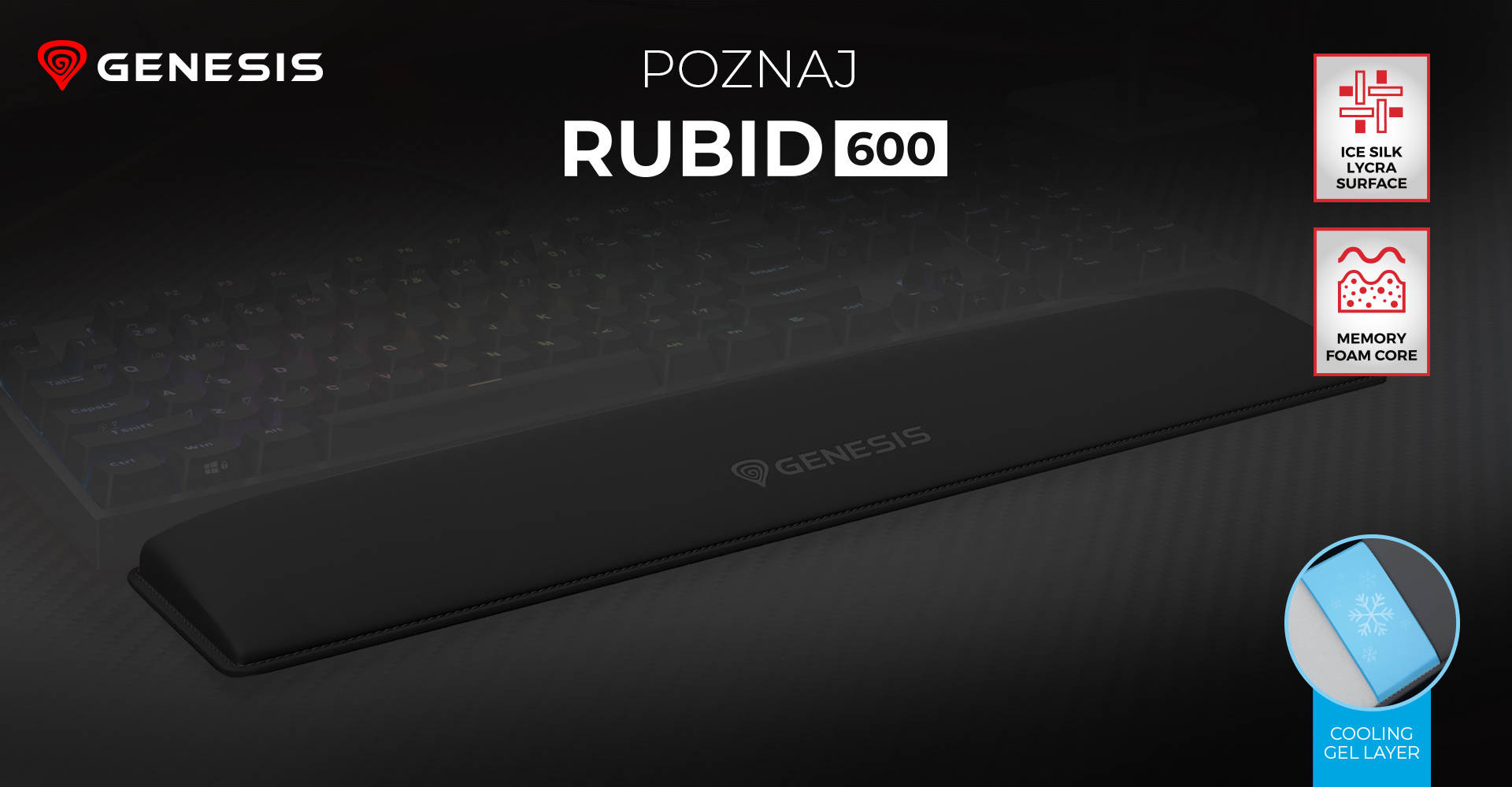 Podpora na nadgarstek z rdzeniem piankowym i gładką powierzchnią, zaprojektowana dla wygody.