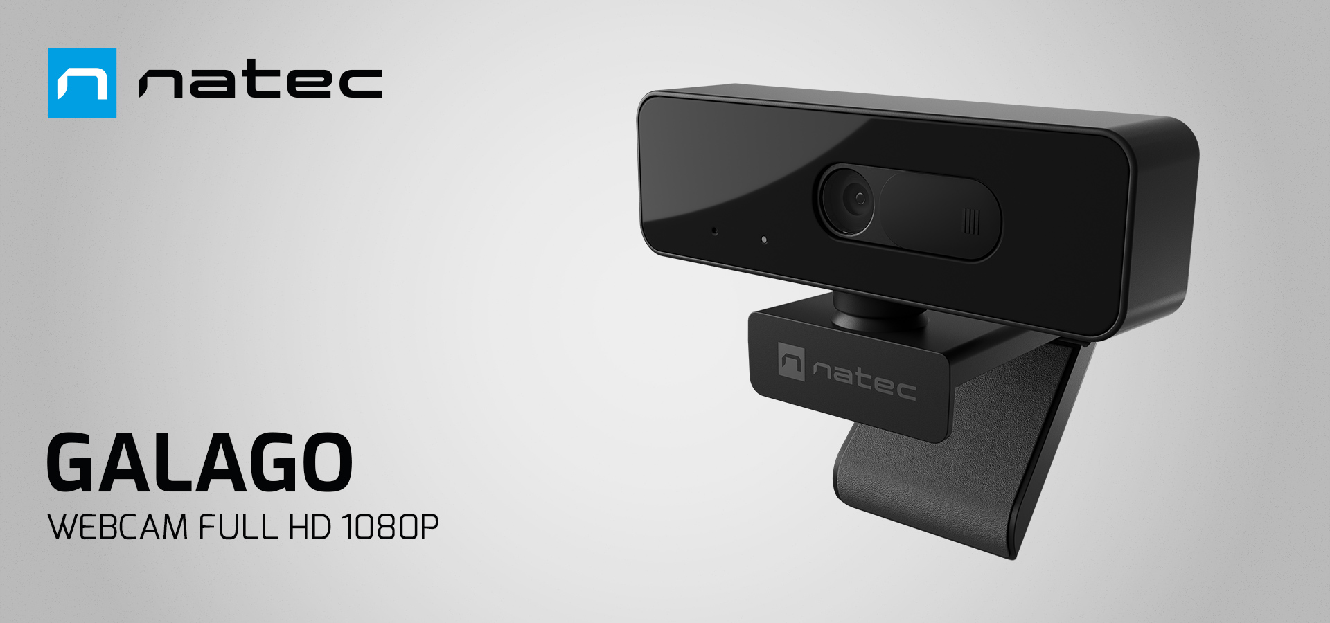 Black webcam with a mount and lens, designed for high-definition video capture.