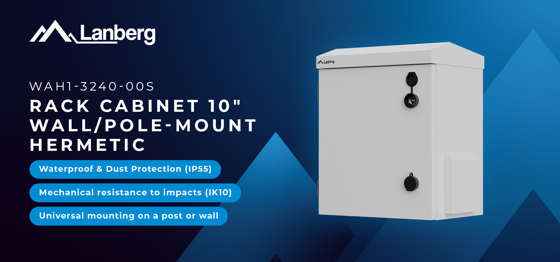 Wall-mounted cabinet with a sleek white design and multiple mounting options.