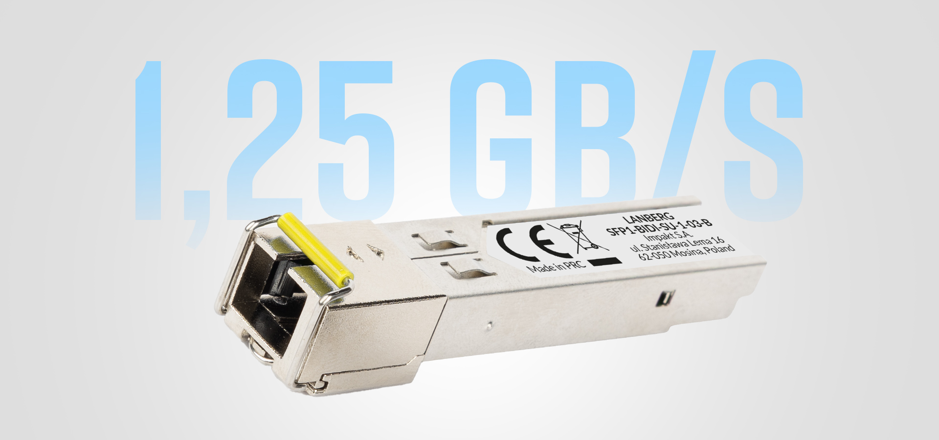 Module with a connector port and light yellow marking on one end.