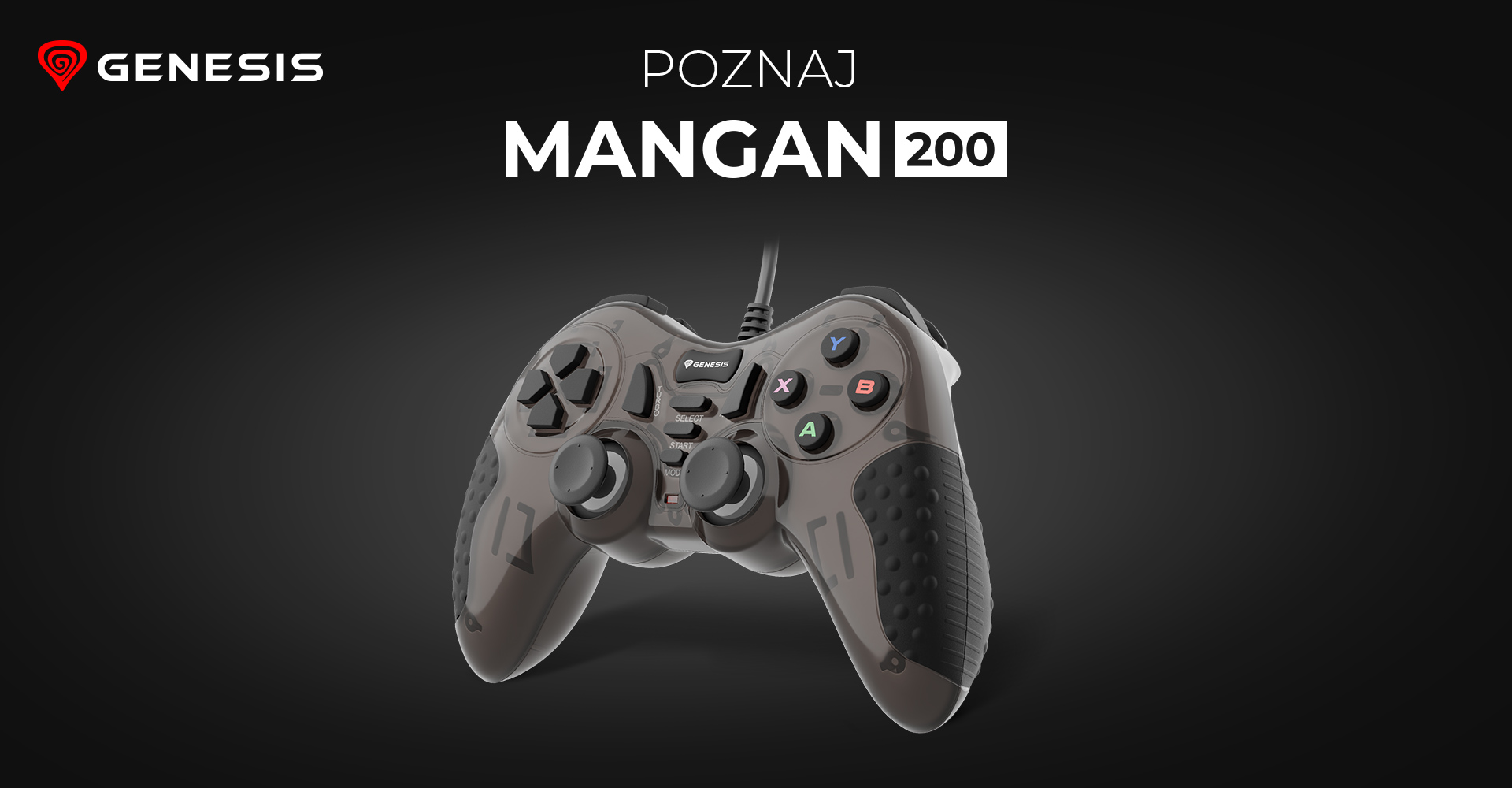 Kontroler do gier o ergonomicznym kształcie i wielu przyciskach do grania.