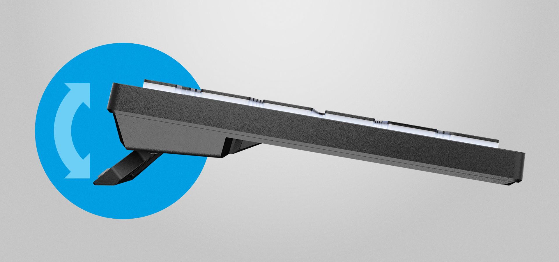 Klawiatura z białym podświetleniem i regulacją nachylenia