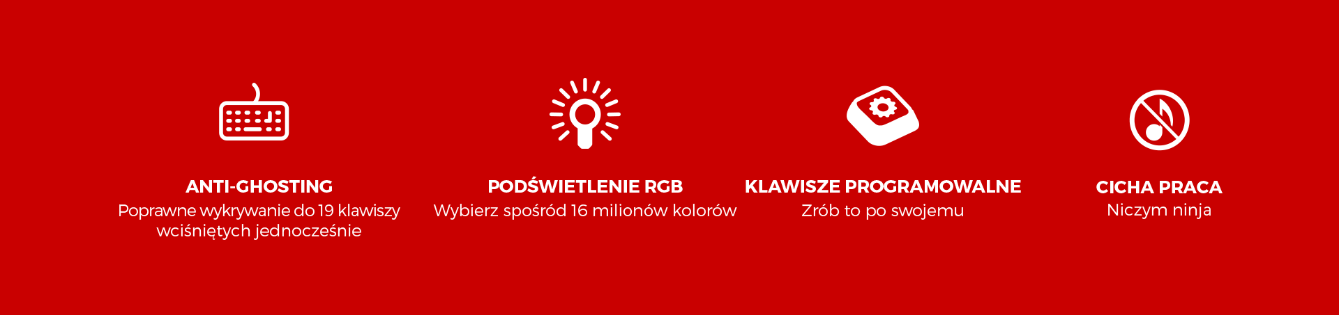Klawiatura gamingowa z podświetleniem RGB i programowalnymi klawiszami, wyposażona w technologię anti-ghosting