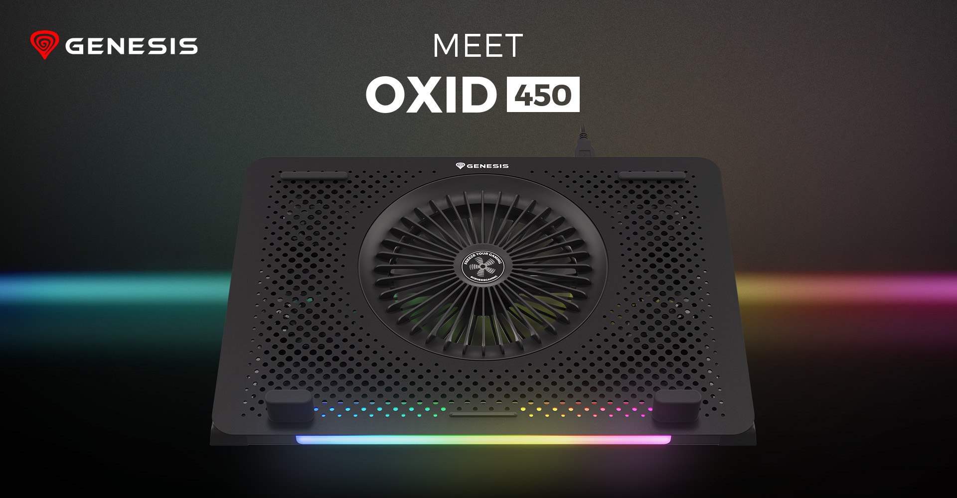NATEC Genesis nešiojamojo kompiuterio aušinimo padėklas Oxid 450 RGB 15,6