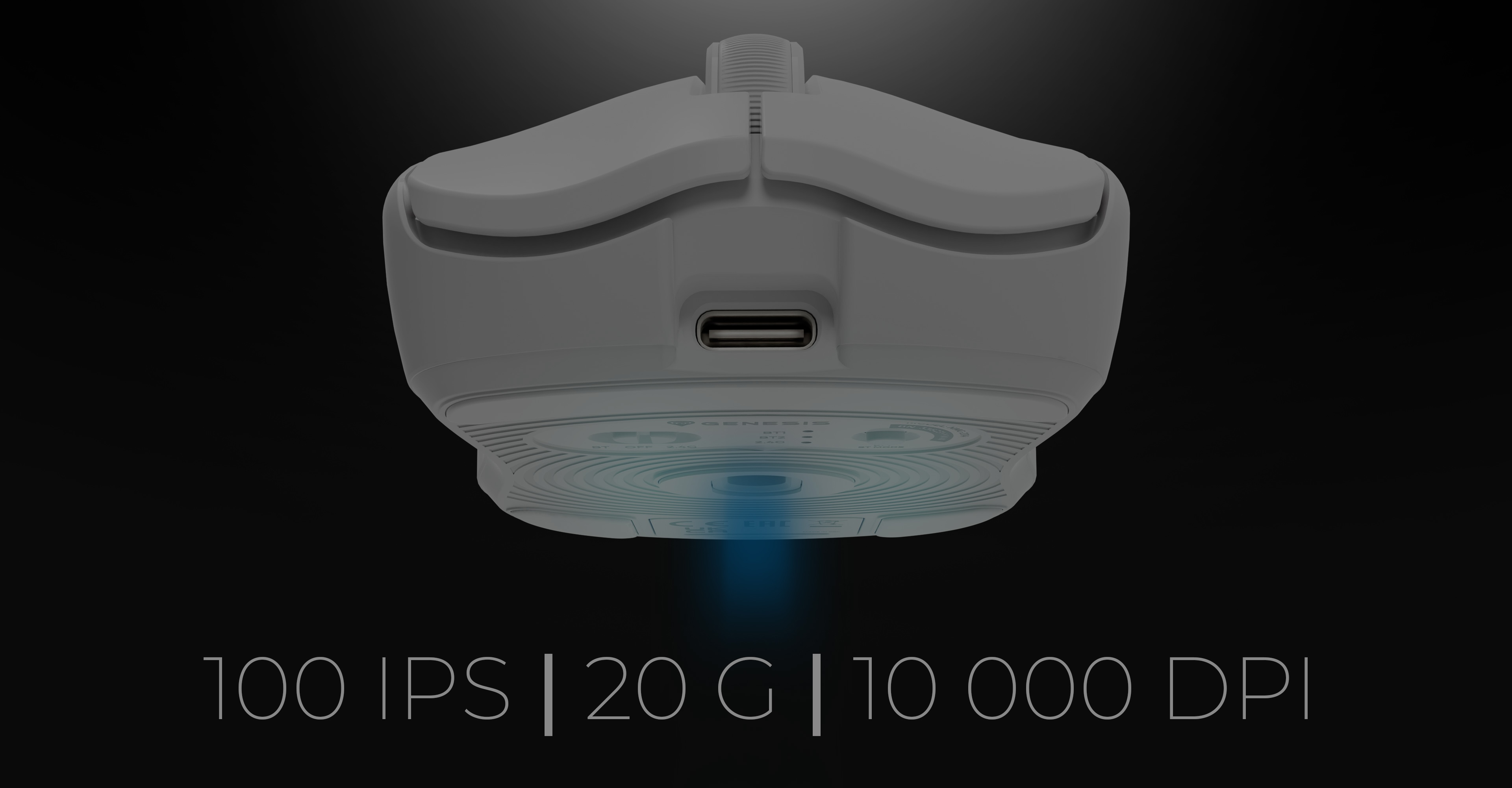 Genesis Zircon 500 G2 | Pelė žaidimams | Wireless/su laidu | 2.4 GHz, Bluetooth, USB | Baltas aprašymas - Prekės nuotrauka