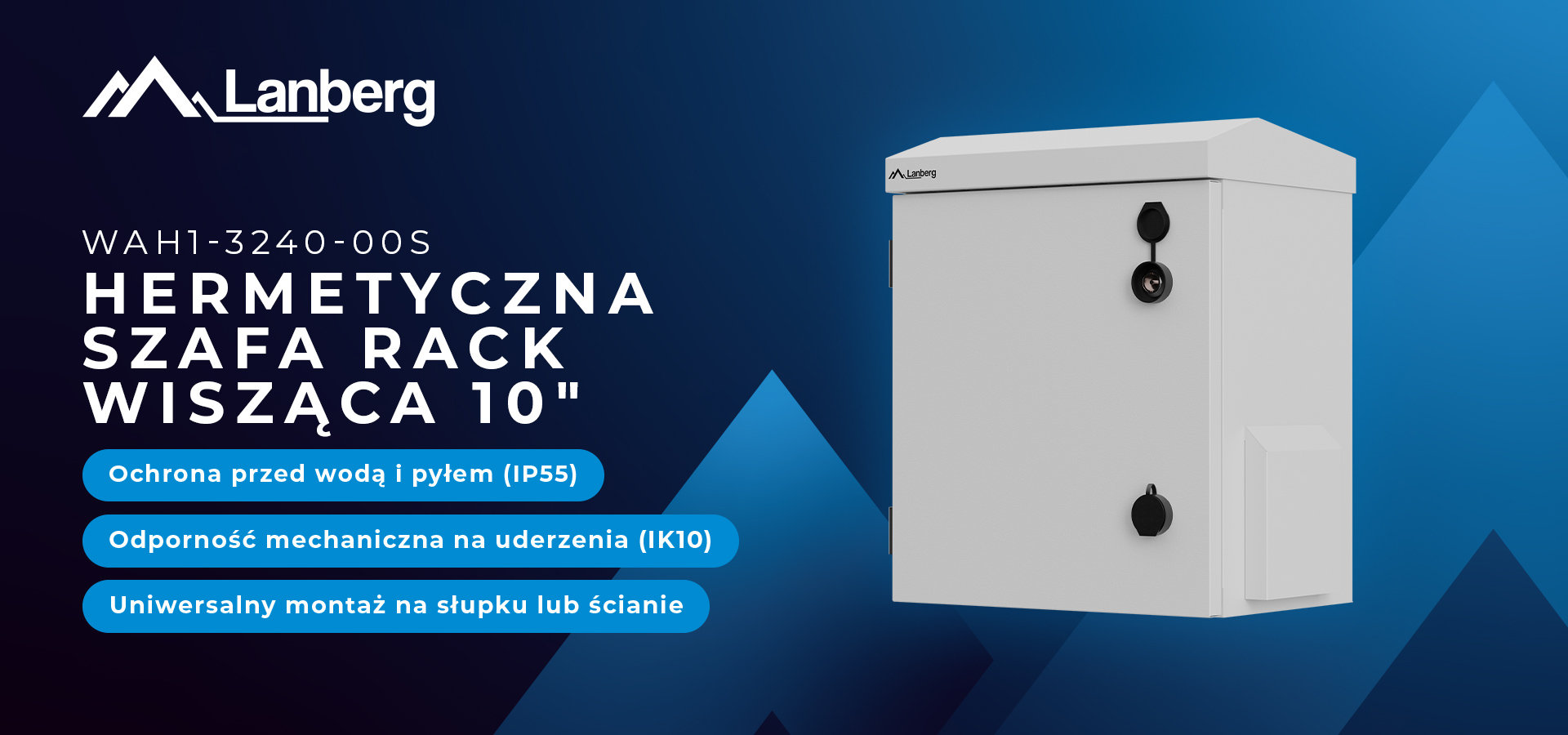 Wisząca szafa zaprojektowana do ochrony sprzętu przed kurzem i wodą w białym kolorze.