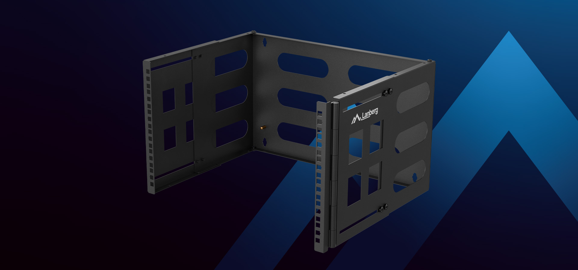 Uchwyt o solidnej konstrukcji z licznymi wycięciami dla wentylacji i montażu.