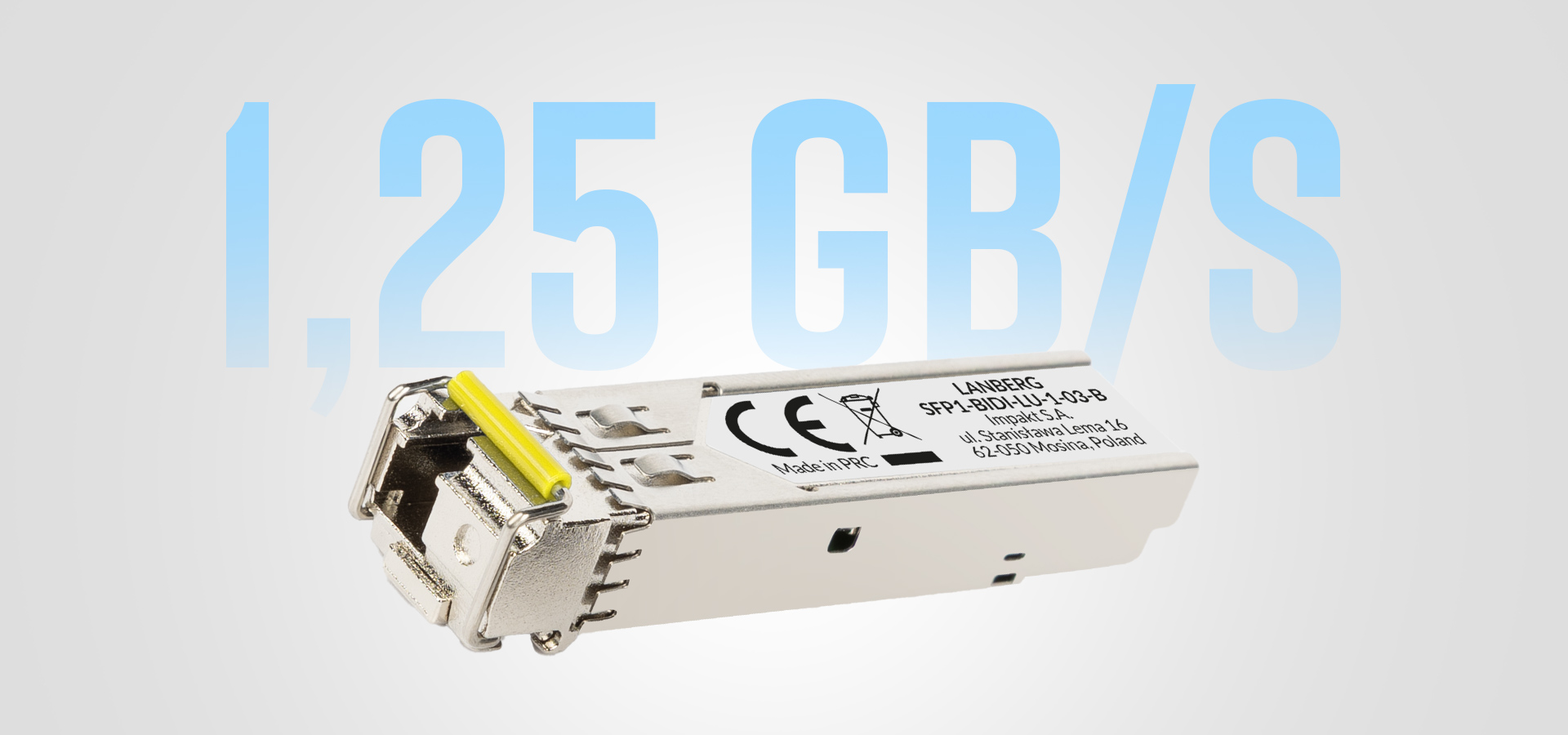 Small electronic component with a metal casing and connector on one end.