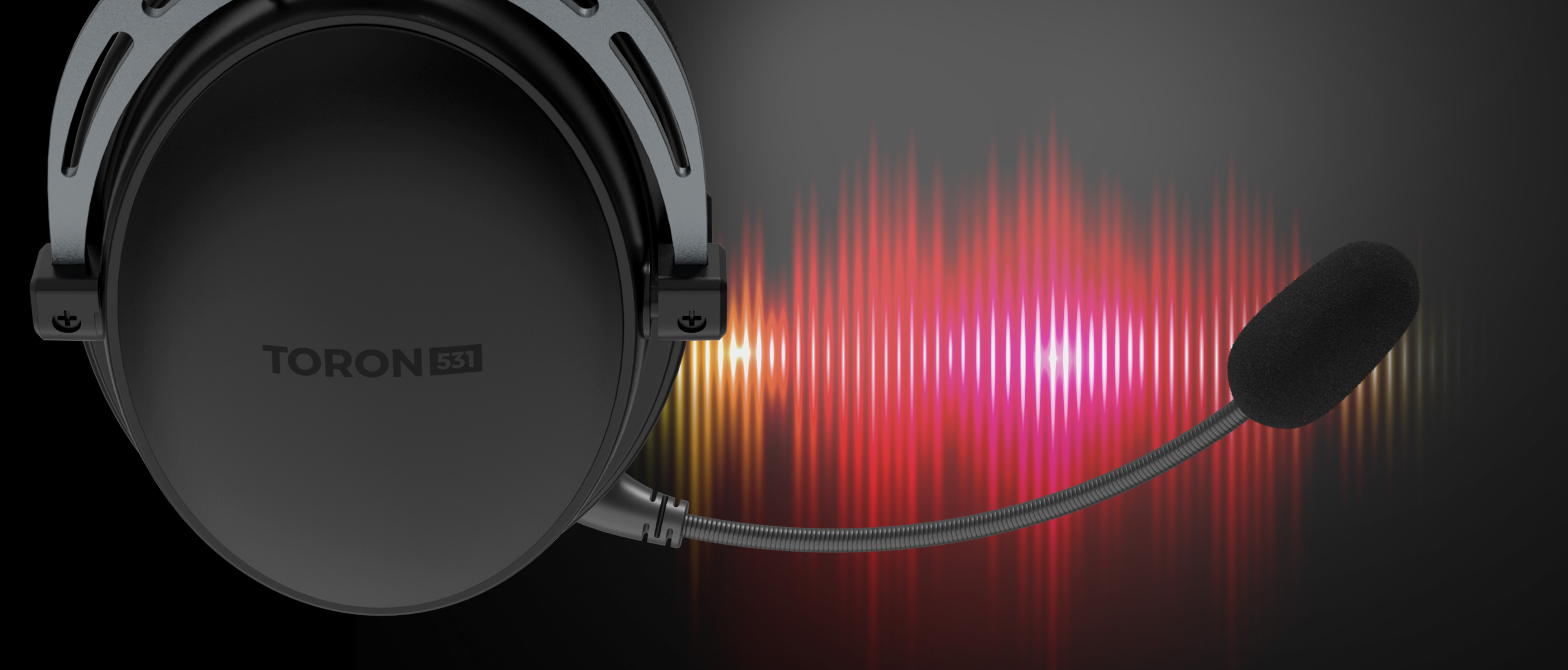 Schwarzer Genesis Toron 531 Over-Ear-Kopfhörer mit Mikrofon und bunter Soundwave-Grafik