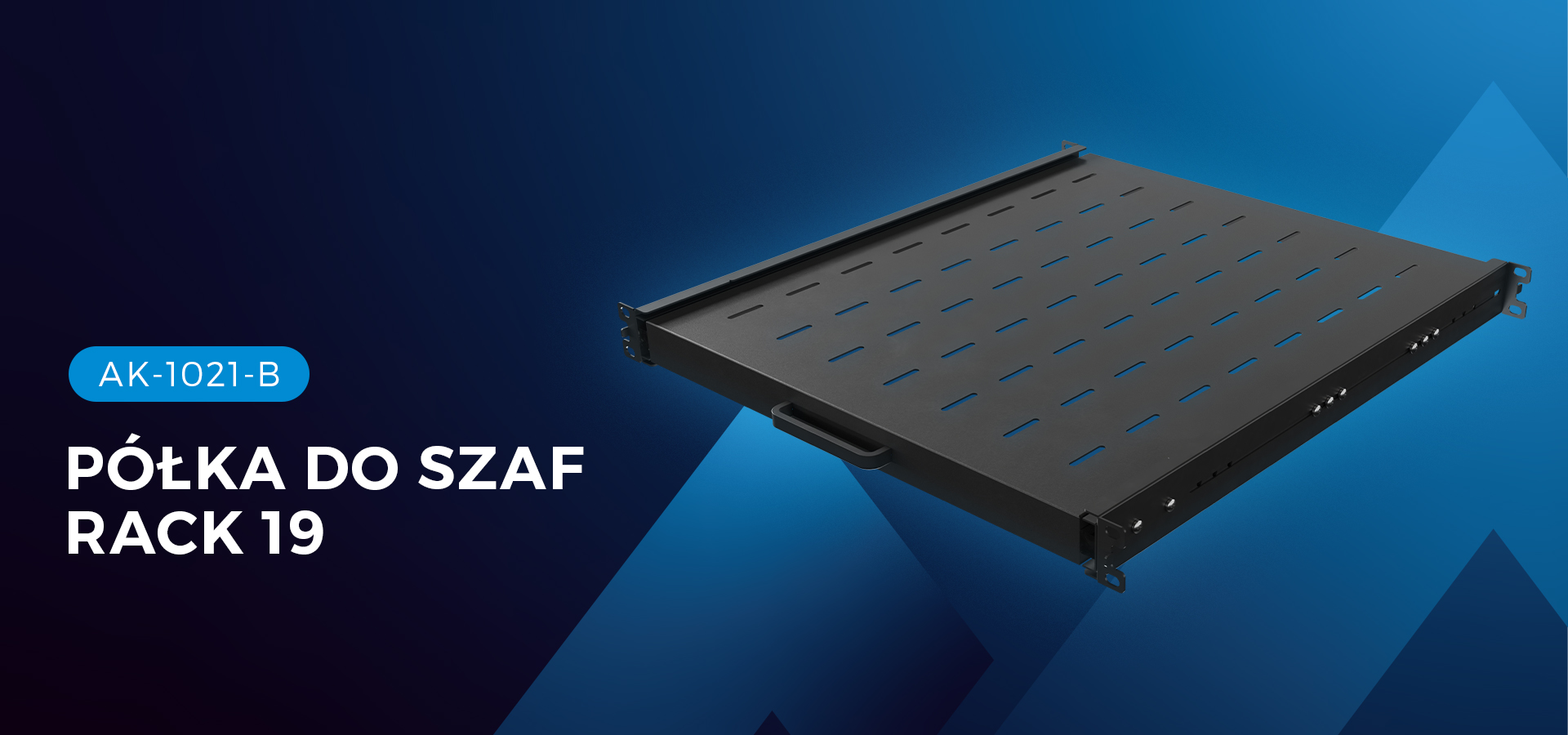 19-calowa wysuwana półka rack w kolorze czarnym, wymiary 1U/445x500 mm, nośność do 35 kg, z 4-punktowym mocowaniem