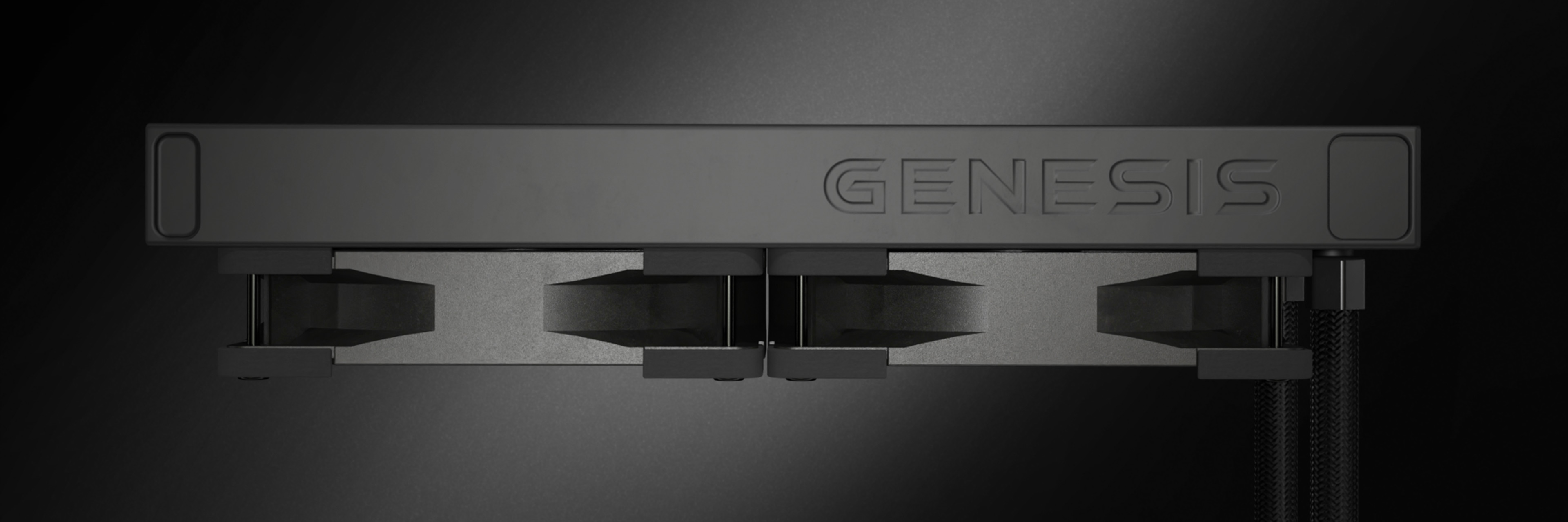 Genesis Hydria 240 schwarzes Wasserkühlsystem mit schlankem Design und sichtbarem Doppellüfter an der Oberseite