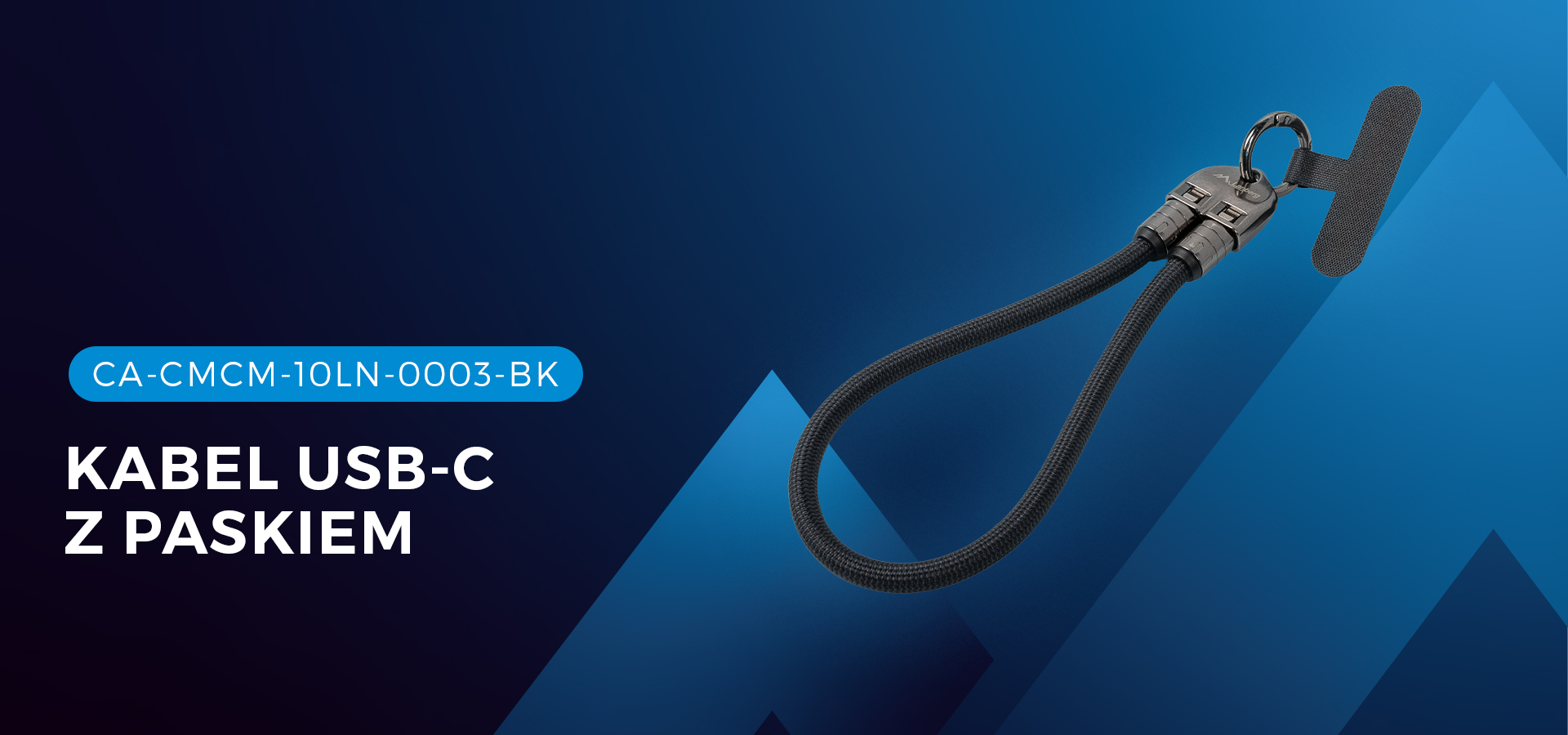Kabel USB-C z paskiem o długości 0,3 m, zaprojektowany z myślą o wygodnej łączności, o eleganckim czarnym wyglądzie