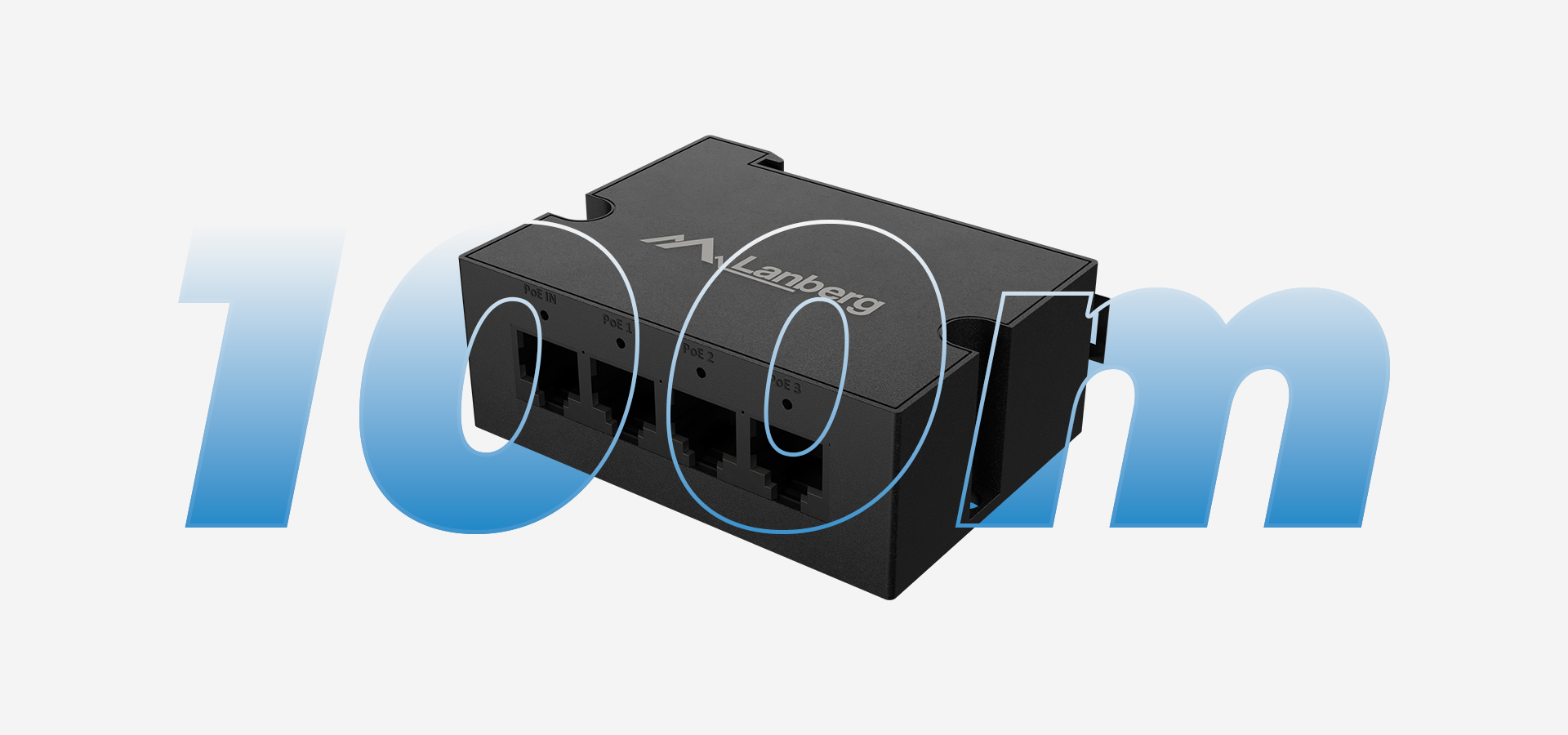 Urządzenie z wieloma portami połączeniowymi w kompaktowej czarnej obudowie.