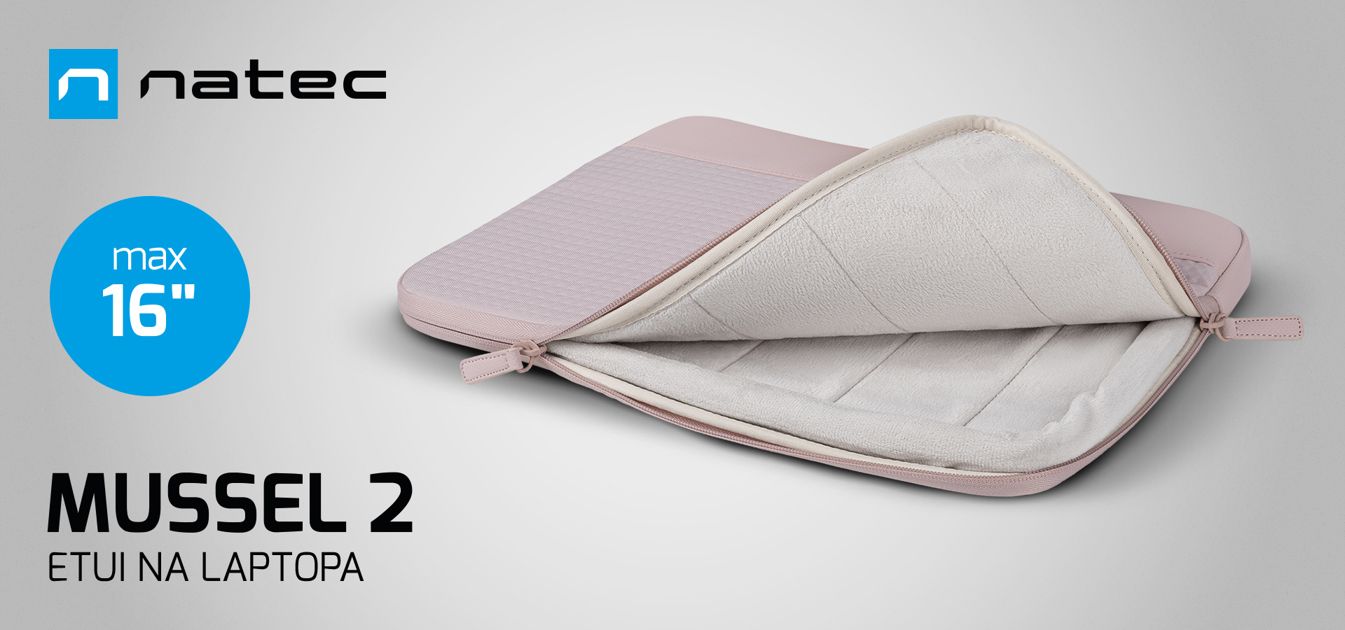 Etui na laptopa z miękkim wnętrzem, zaprojektowane dla maksymalnego rozmiaru szesnastu cali.