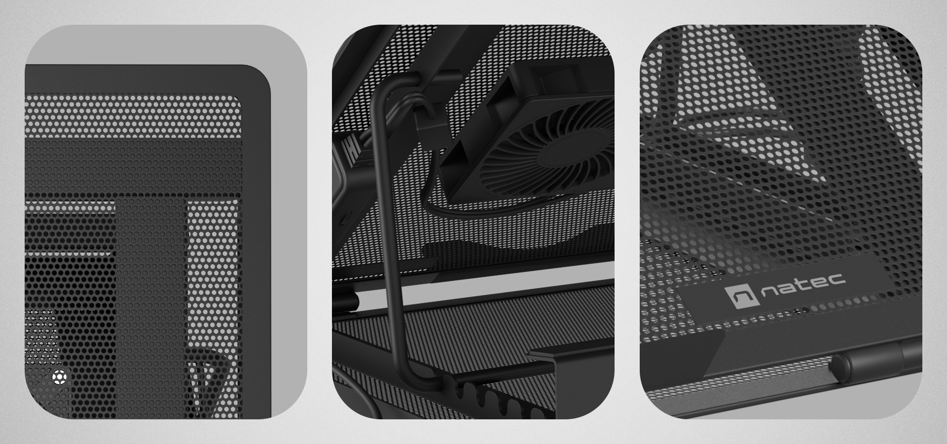 Cooling pad for laptops, Natec Tern 2 Plus, featuring two fans and a mesh design, compatible with 12.1-17.3 inch devices