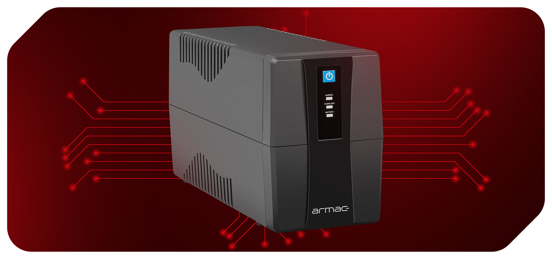 Czarny urządzenie z cyfrowym wyświetlaczem i różnymi wskaźnikami na frontowej części.